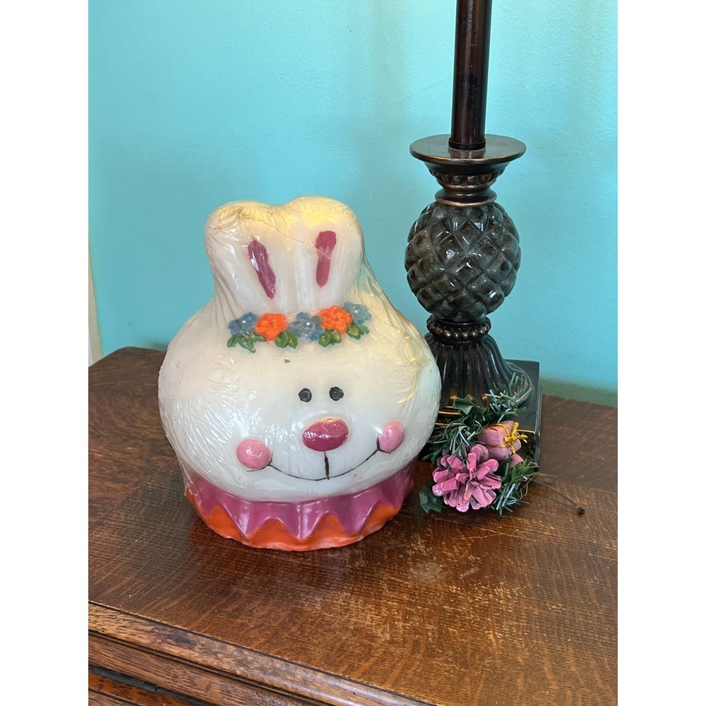 Vintage Novelty Spring Easter Bunny Rabbit Head Candle Jansound Candle 1990s